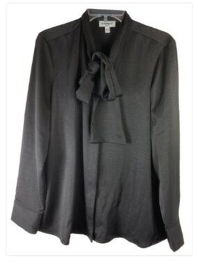 Express Portofino Shirt Large Flowy Corpcore black bow emogoth whimsy capsule